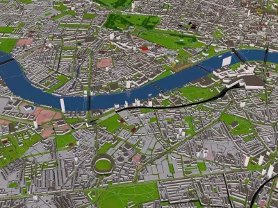 London City 3d model using July 2020 data Low-poly 3D model