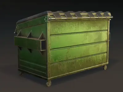 Dumpster Openable Lids Game-Ready Low-poly 3D model