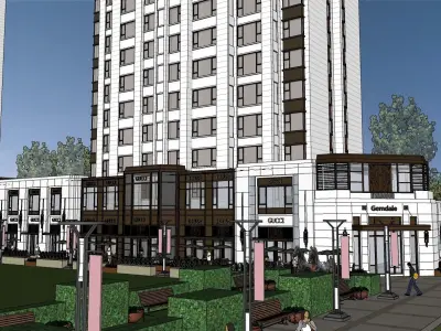 neoclassical minimal design apartment along shopping mall 3D model