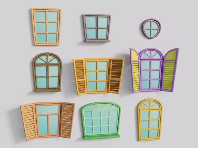 Cartoon Windows Collection 2 Low-poly 3D model