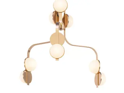 Script gold chandelier with balls hanging from it 3D model