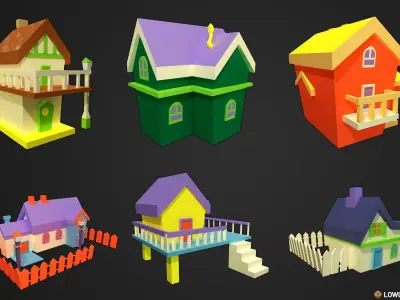 Simple Houses Low-poly 3D model