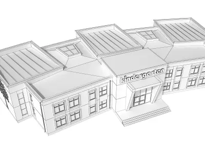 Kindergarten school building 3D model
