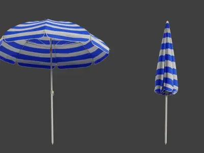 Beach Umbrella Game-Ready Low-poly 3D model