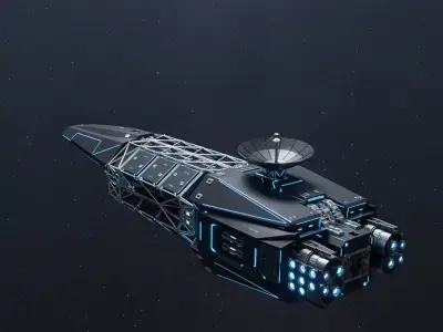 Modular Deep Space Freighter Research Vessel Low-poly 3D model