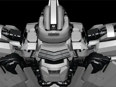 Gundam silver robot with eyes 3D model