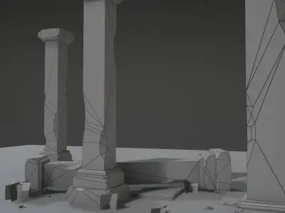 Column Set grasses - grasses - grasses - grasses Low-poly 3D model