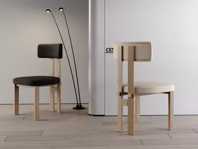 Minimalist Wooden Chairs 3D model