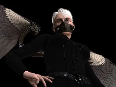 Steampunk Aviator Low-poly 3D model