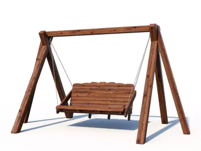 Wooden swing 3D model buy