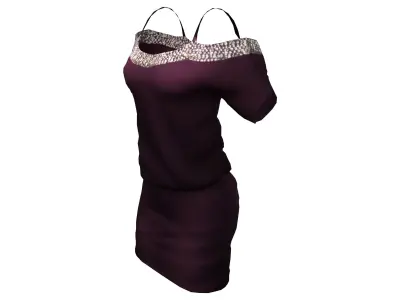 Cutout Shoulder Dress Low-poly 3D model