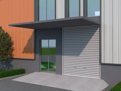 Industrial Building Factory Low-poly 3D model