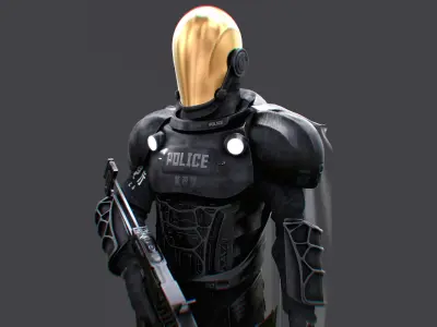 Futuristic Cyberpunk Police Enforcer 3D model