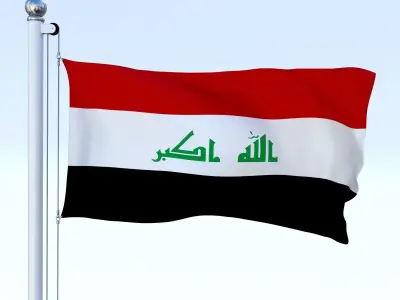 Animated Iraq Flag Low-poly 3D model