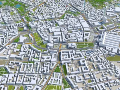 Leipzig Downtown Germany Low-poly 3D model