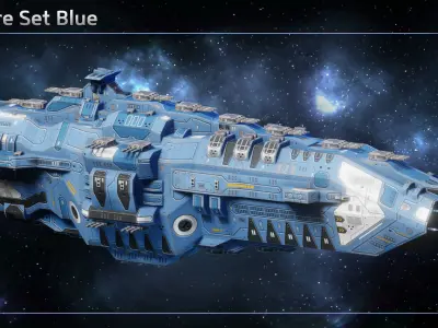 Spaceship Hindenburg Battleship Low-poly 3D model