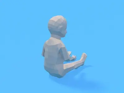 Low Poly Baby Sitting On The Floor Low-poly 3D model