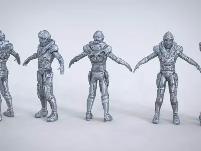 scify male cyborg 3D model