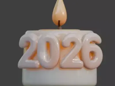 High-Quality 3D Cartoon New Year Countdown Candle Low-poly 3D model