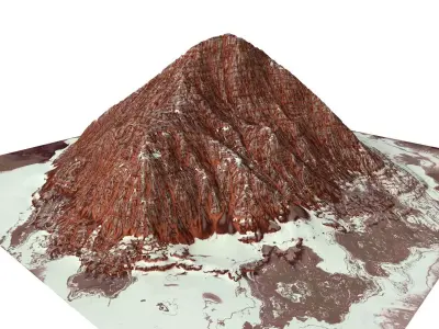 Red Snow ICE Mountain Canyon Desert Low Poly Terrain Rock 1 Low-poly 3D model