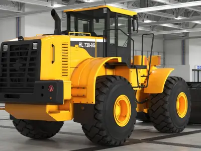  Front End Wheel Loader Rigged for Cinema 4D 