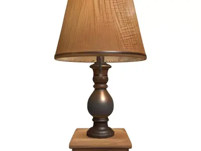 Rustic Table Lamp Burlap Shade Low-poly 3D model