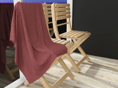 modern bathroom with parquet floor 3D model