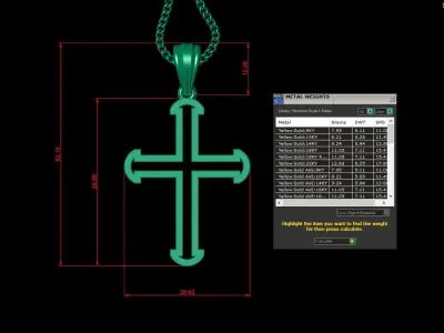 High Cross Pendant Light Gold 18K 4CP018 3D print model