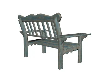 bench wooden chair Low-poly 3D model