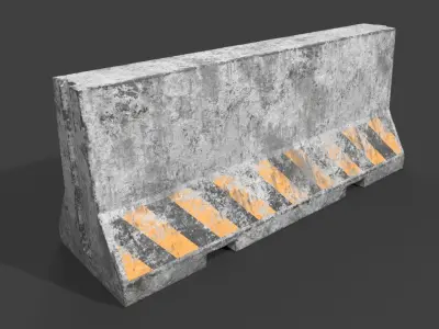 Old Concrete Barrier Low-poly 3D model