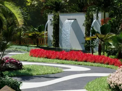 A Customizable 3D Garden Park scene 3D model