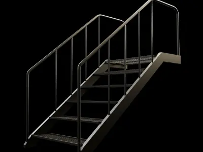 Staircase 3D Model with Technical Drawing 3D model