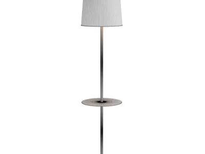 Floor lamp with object shelf and conical shade 3D model