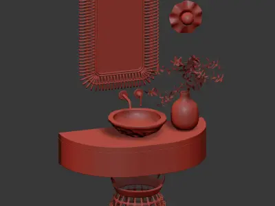 Eco-style bathroom set 3D model