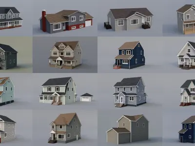 30 Low-Poly House Collection 3D Model Pack