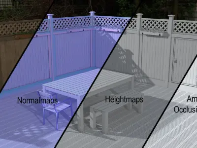 Lowpoly modular set of wooden fences and doors Low-poly 3D model