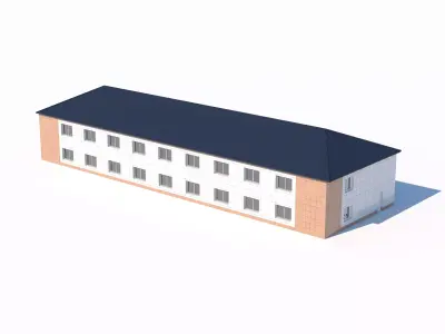 Modern two-story residential building with tiled facade 3D model