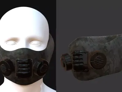 Gas mask helmet 3d model scifi Low-poly  Low-poly 3D model