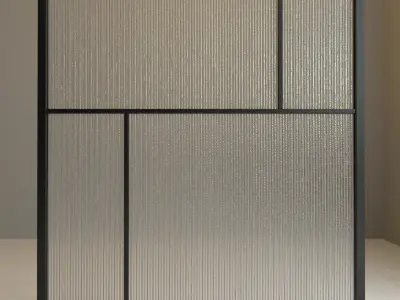 Glass partition door 61 Low-poly 3D model