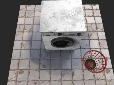 Old Washing Machine Low-poly 3D model