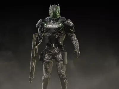 Sci Fi Tactical Police Trooper Low-poly 3D model