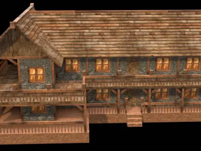 Historical Medieval Building Low Poly Model Low-poly 3D model