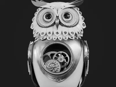 Steampunk Owl Automaton Low-poly 3D model