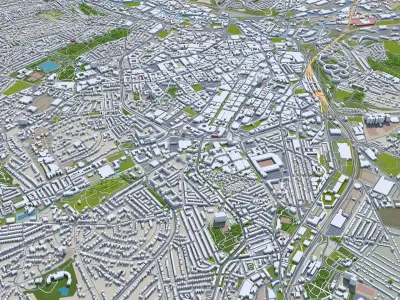 Sheffield England 40km Low-poly 3D model