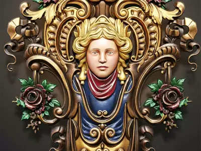 Ornate Classical Wall Relief 3D model