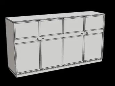 Transitional Wood Veneer 4-Door 3D model