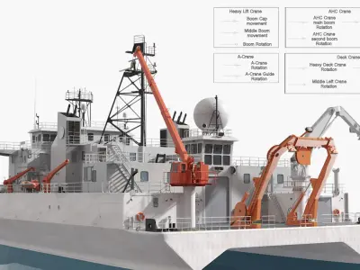  Oceanographic Research Vessel Rigged 