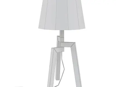 Stilt table lamp with wooden legs and shade 3D model