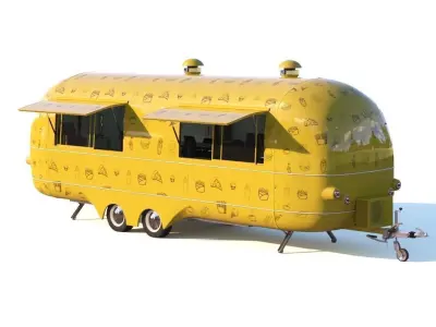  Street food and coffee  trucks 3D Model Pack