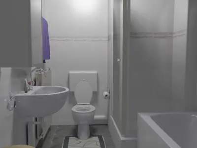 Bathroom with toilet and sink 3D model